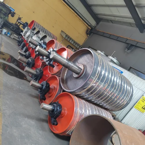 Diamond Rubber Lagged Drive Pulley & Plain Conveyor Bend Drum Assembly - Conveyor Pulleys - bmy.julongguang.com